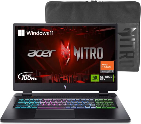 Acer Nitro Gaming Laptop | 17.3" FHD 165Hz Display | AMD Ryzen 7 7735HS Octa-Core Processor | NVIDIA GeForce RTX 4050 Graphics card | 16GB RAM DDR5 | 1TB SSD | Wi-Fi 6E | RGB Backlit KB |Color Black.
