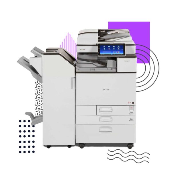 a copier with an abstract background