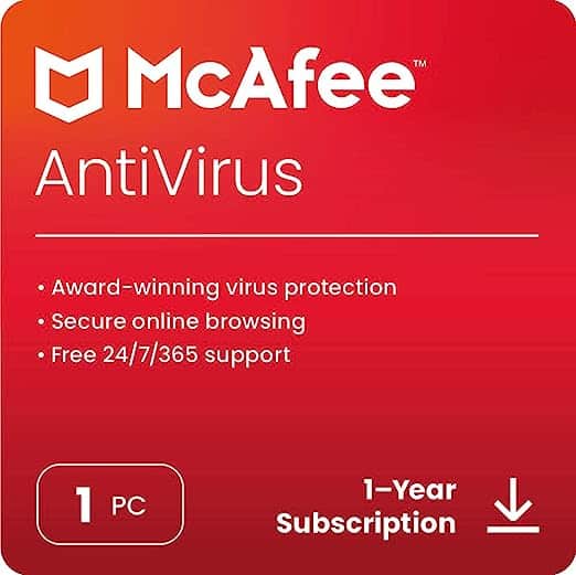 McAfee AntiVirus Protection 2023 | 1 PC (Windows)| 1 Year Subscription | Digital License