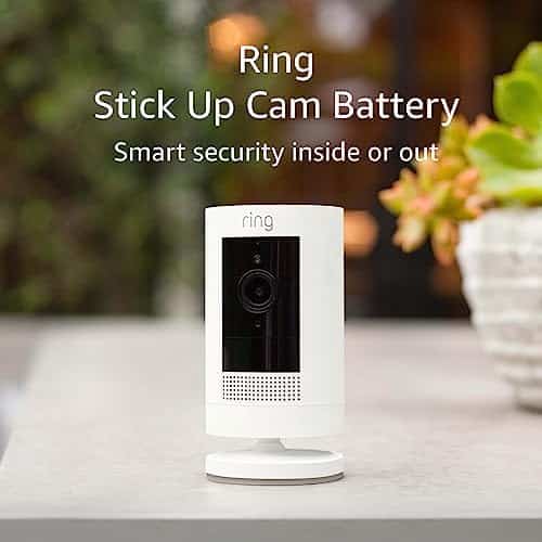 Ring Stick Up Cam Battery Weather Resistant Outdoor Camera, Live View, Color Night Vision, Motion Alert, Works with Alexa
