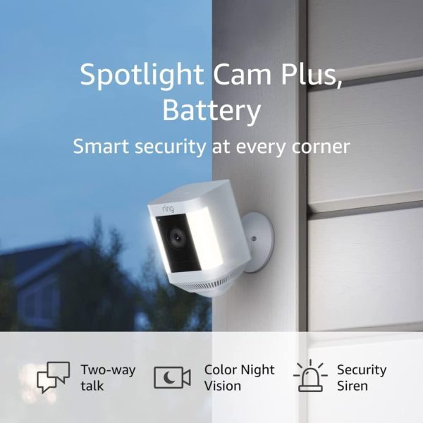 Ring Spotlight Cam Plus Battery Two-way talk, Color Night Vision, and Security Siren