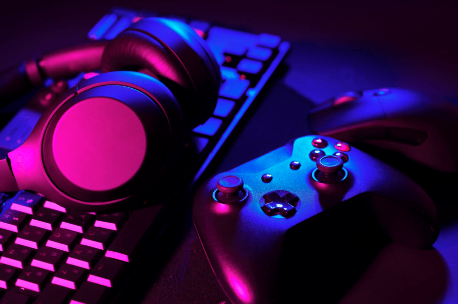 closeup of controller and headphones