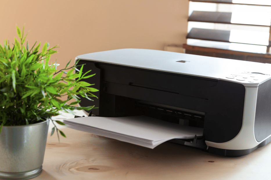 closeup of printer on table