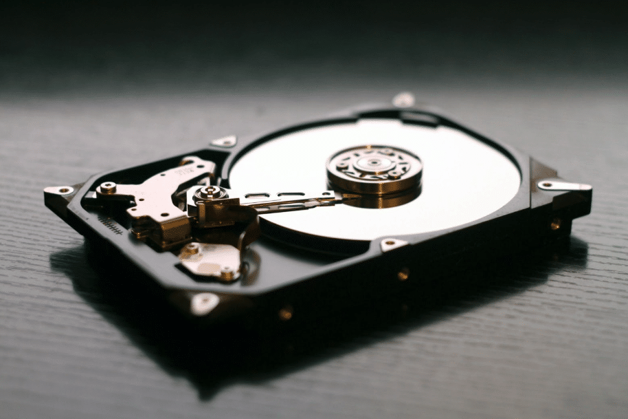 closeup shot of computer disk drive
