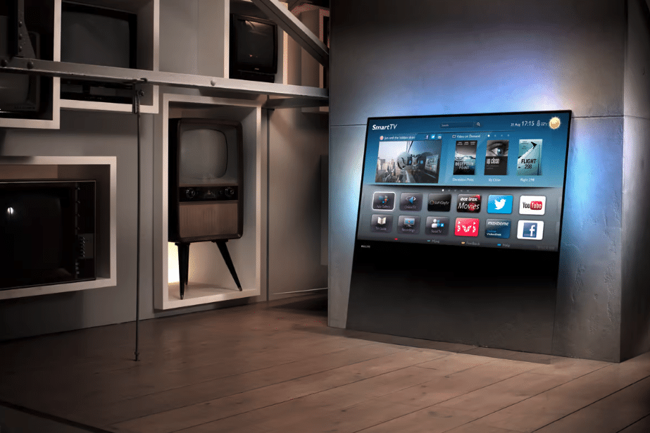 tv leaning against wall