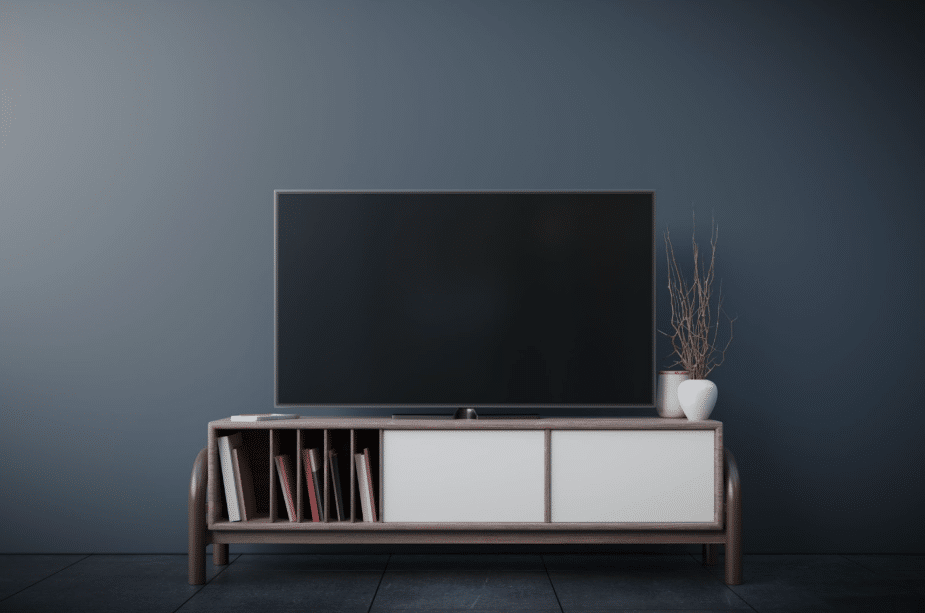 tv on modern tabletop stand