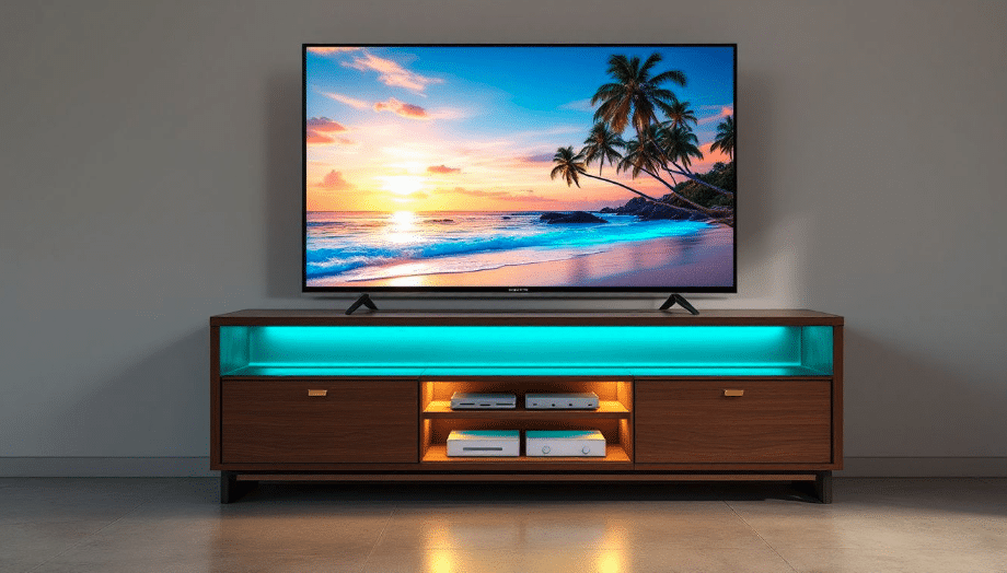 tv on tabletop tv stand