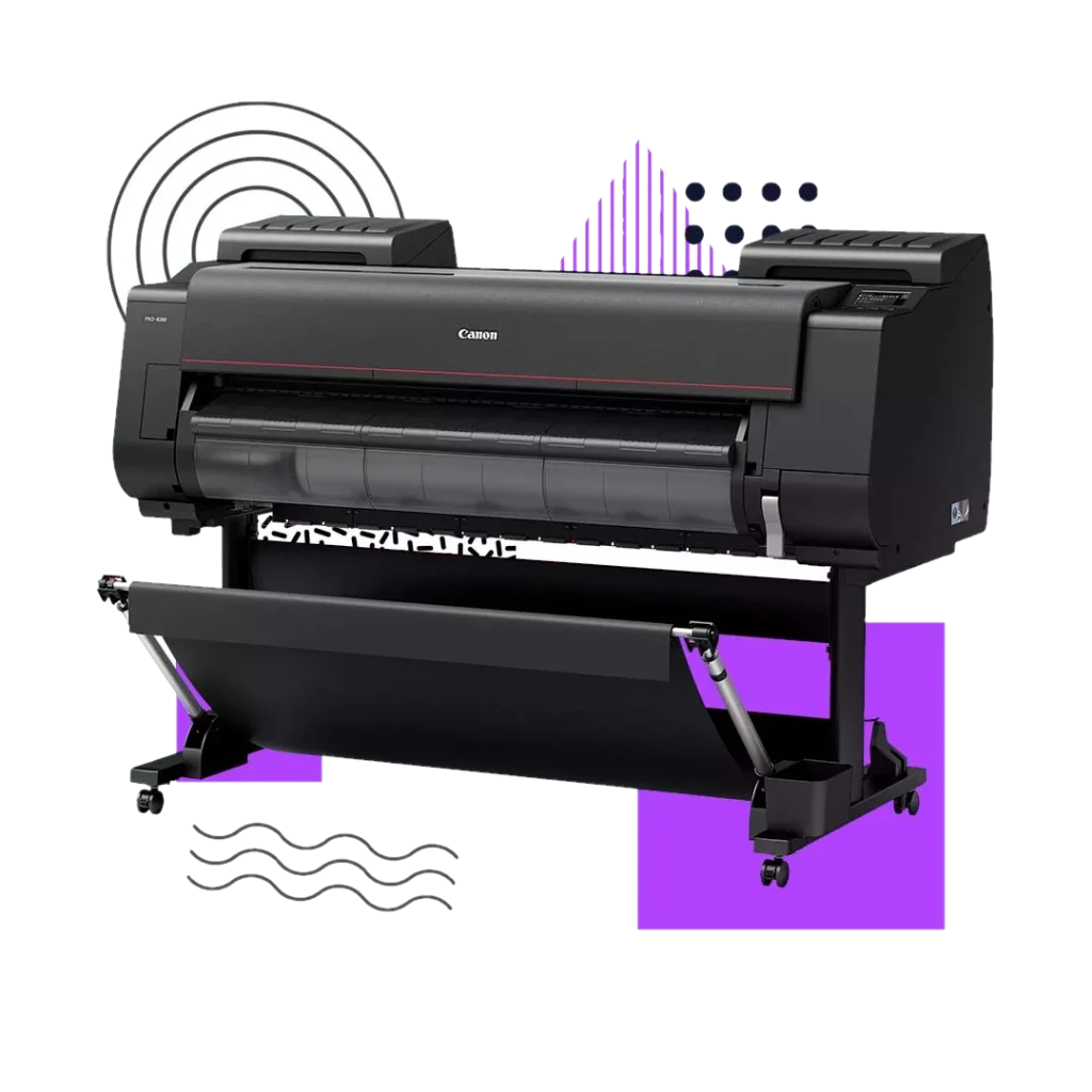 a black wide format commercial printer.