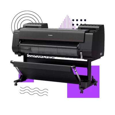 a black wide format commercial printer.
